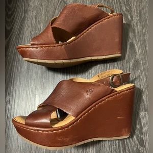 Børn “Emmy” leather platform wedge sandals